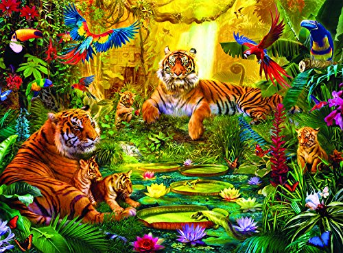 【中古】【未使用・未開封品】[バッファローゲーム]Buffalo Games Signature Series: Tiger Family in the Jungle 1000 Piece Jigsaw Puzzle by 1426 [並行輸入品]