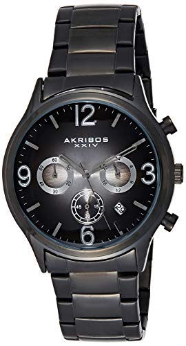 【中古】【未使用・未開封品】Akribos XXIV Men 's ak607blkクロノグラフクオーツMovement Watch with Gray Dial and Blackステンレススチールスリムブレスレット