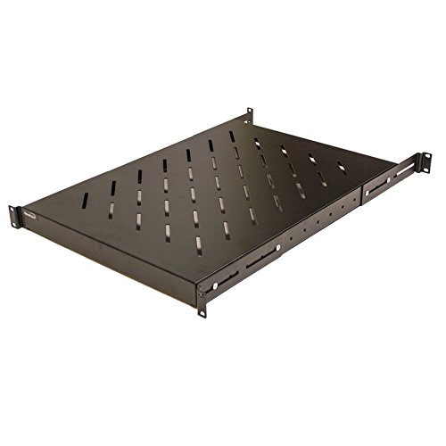 【中古】【未使用・未開封品】Navepoint 1U 19インチ 固定4ポストラックマウントサーバーシェルフ 18~34インチの深さ調節可能 ブラック