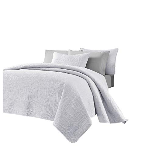 【中古】【未使用・未開封品】Chezmoi Collection 3 Piece 118 by 106 Austin Oversized Bedspread Coverlet Set, King, White by Chezmoi Collection
