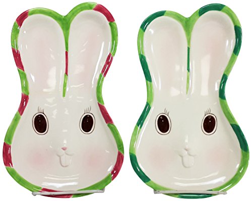 【中古】【未当て嵌める・未開封品】Cosmos Gifts 20875 Ceramic Rabbit Plate, 15糎 by 24糎, Set of 2 家電-その他