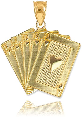 【中古】【未使用・未開封品】14K イエロー ホワイト ローズゴールド ハートスーツ ロイヤル フラッシュ ポーカー ハンドカード ペンダント チャーム, 金属, 適用なし|AJIMURA-SHOP
