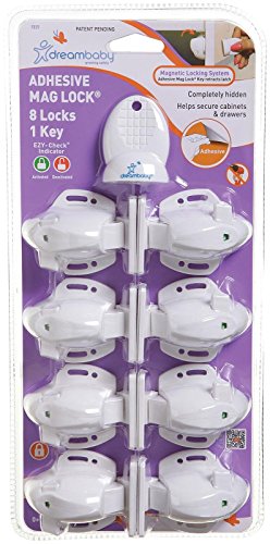 【中古】【未使用・未開封品】Dreambaby Adhesive Mag Locks - 8 Locks, 1 Key - White by Dreambaby