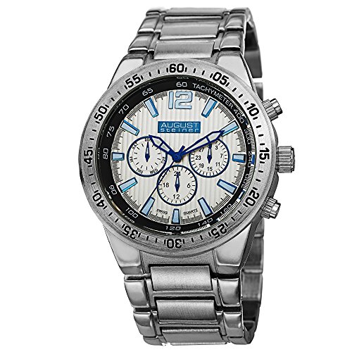 【中古】【未使用・未開封品】【並行輸入品】August Steiner Men's AS8128SS Analog Display Swiss Quartz Silver Watch
