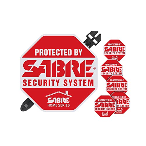 【中古】【未使用・未開封品】SABREホームセキュリティアラームヤードサインと5つのウィンドウデカールステッカー犯罪防止