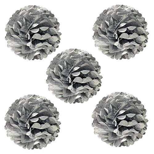 【中古】【未使用・未開封品】(Metallic Silver) - Wrapables Tissue Pom Poms Party Decorations for Weddings, Birthday Parties and Baby Showers, 20cm, Metallic Silver,｜AJIMURA-SHOP