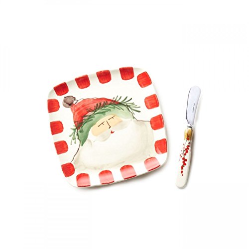 【中古】【未使用・未開封品】Vietri Holiday古いセントニック・聖ニック・正方形プレートwith Spreaderギフトボックス版