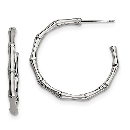 【中古】【未当て嵌める・未開封品】3?粍 Polished竹Jフープイヤリングステンレススチール???32?粍