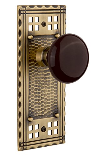 【中古】【未使用・未開封品】Nostalgic Warehouse Craftsmanプレートwithブラウン磁器ノブ Passage - 2.375\