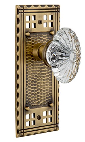 【中古】【未使用・未開封品】Nostalgic Warehouse Craftsmanプレートwith Oval Flutedクリスタルガラスノブ Passage - 2.375" 715274 1|AJIMURA-SHOP