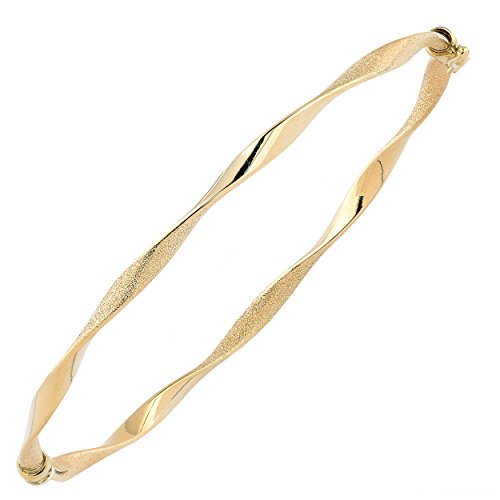 【中古】【未当て嵌める・未開封品】Kooljewelry 10Kゴールド 繻子\u0026ポリッシュ完成 ツイストバングルブレスレット