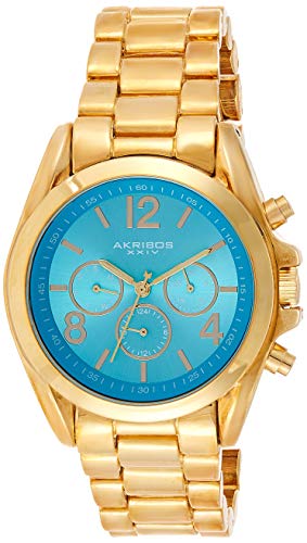 【中古】【未当て嵌める・未開封品】Akribos XXIV Women \u0027s ak760ygtq Swiss Quartz Movement Watch withターコイズサンバーストEffect Dial Andイエローゴールドブレスレット