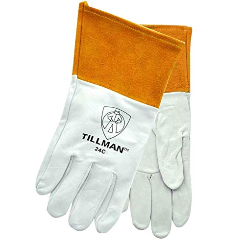 【中古】【未当てはめる・未開封品】John Tillman and Co 24CS Kidskin Premium Grade TIG Welders Glove with Kevlar Stitching, Straight Thumb and 4 Cuff, Small, Pearl Gray by