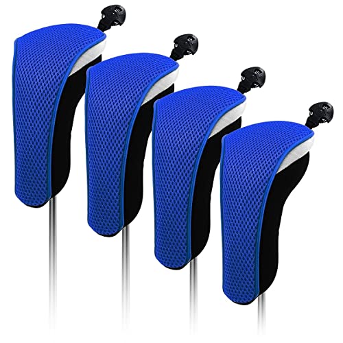 【中古】【未使用・未開封品】4X 厚い ネオプレン ブラック ブルー ハイブリッド ゴルフクラブヘッドカバー ヘッドカバー (ブルー)