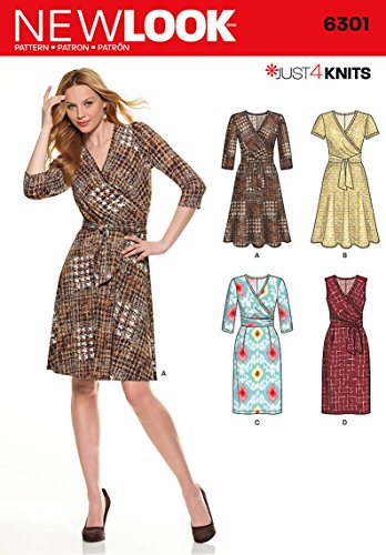 【中古】【未使用・未開封品】NEW LOOK U06301A Misses' Mock Wrap Knit Dress Sewing Template by New Look