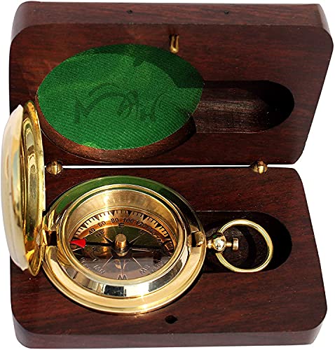 【中古】【未使用・未開封品】MAH手作り真鍮プッシュボタン彫刻可能な方向ポケットコンパス。