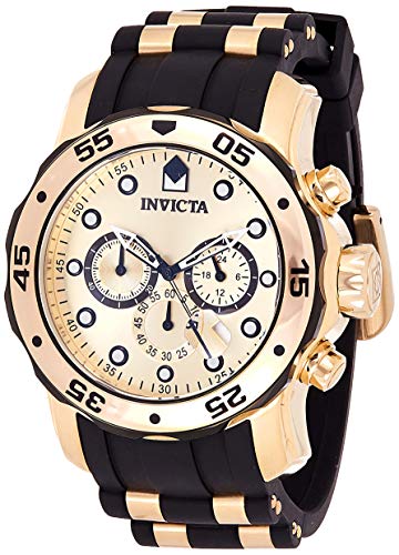【中古】【未使用・未開封品】[インビクタ] 腕時計 Pro Diver 石英 48mm ケース ゴールド ブラック ステンレススチール ポリウレタンストラップ ゴールドダイヤル 17885 メン