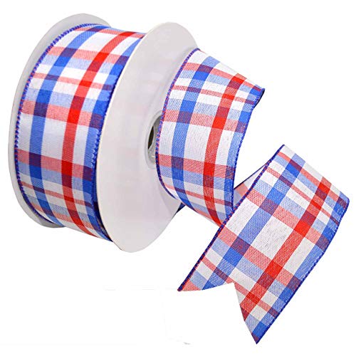 【中古】【未使用・未開封品】Morex Ribbon 7380.60/50-914 Color Chic Plaid French Wired Ribbon, 2-1/2-Inch by 50-Yard Spool, Red, White and Aqua by Morex Ribbon