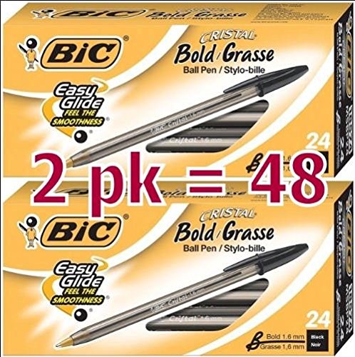 【中古】【未使用・未開封品】値パックof 48???BIC Cristal太字(1.6?MM) ボールペン、ブラック、48?Ct (msbp241-bk)