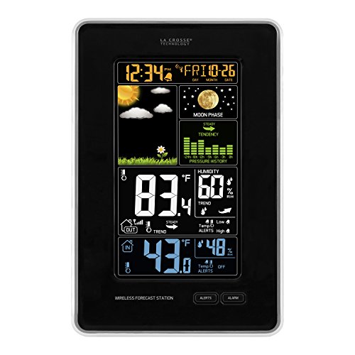 【中古】【未当て嵌める・未開封品】La Crosse Technology 308-1425B-INT 垂直方向ワイヤレスカラーウェザーステーション 翦断応力付き添い人 黒いこと