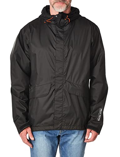 【中古】【未当て嵌める・未開封品】Helly-Hansen マンチェスター 雨合羽 レインジャケット メンズ 通気性 雨合羽 防風社会システム 狂飆下げ翼 黒いこと L大きさ