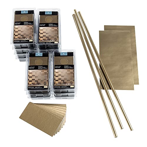 【中古】【未使用・未開封品】Aspect 剥がして貼れる キッチン/バスルーム用はね止めタイル バックスプラッシュ 3 x 6 インチ ブラッシュメタル タイル 15 sq ft Kit ゴールド|AJIMURA-SHOP