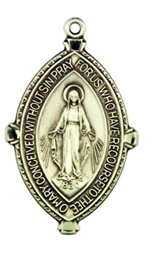 【中古】【未使用・未開封品】Miraculous Medal with Beaded Edge 1?3?/ 8インチスターリングシルバーペンダント|AJIMURA-SHOP