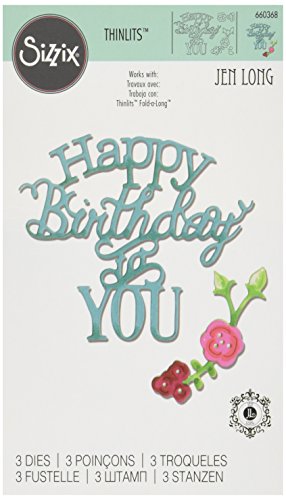 【中古】【未当て嵌める・未開封品】Sizzix 660368 Thinlits Die Set - Phrase, Happy Birthday to You