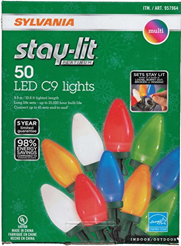 【中古】【未使用・未開封品】Sylvania 常時点灯プラチナマルチカラーLED C-9 屋内/屋外 ホリデイライト - (50ライト/ストリング) マルチカラー FBA_14115945 1 [並行輸入品]