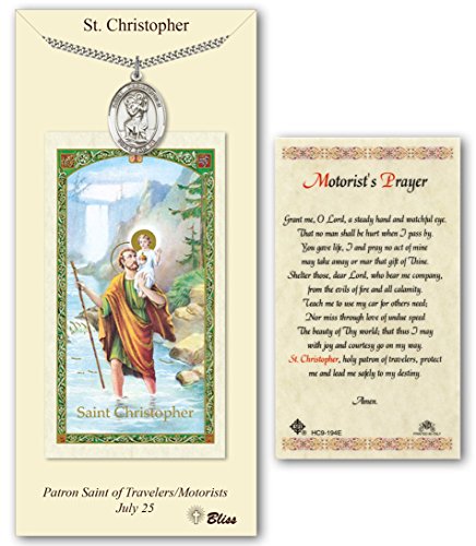 【中古】【未当て嵌める・未開封品】ピューターセントクリストファー・メダルon an 24inHeavy Curb Chain With A Motorists Prayer To Stクリストファー・Prayer歌留多。