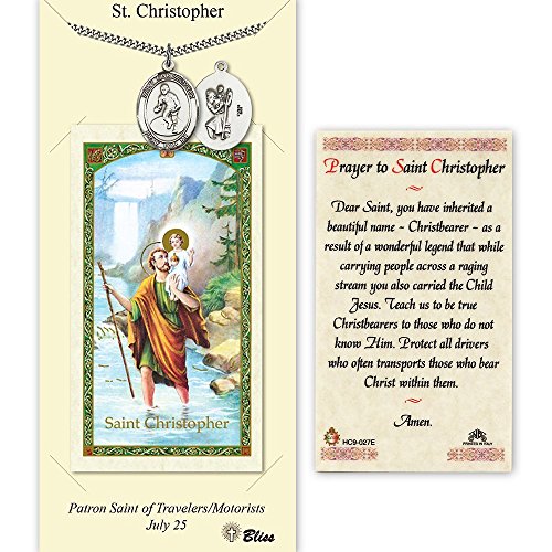 【中古】【未当て嵌める・未開封品】ピューターStクリストファー・/ Wrestling medal on an 24inHeavy Curb Chain With A Prayer To St Cristopher Prayer歌留多。