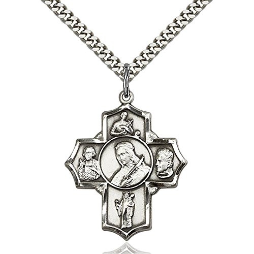 【中古】【未使用・未開封品】Bonyak Jewelry スターリングシルバー製 フィロメナ/ヴィアン/ボス/ジュード/ガーペンダント 1 1/4 x 1インチ 重厚なカーブチェーン付き
