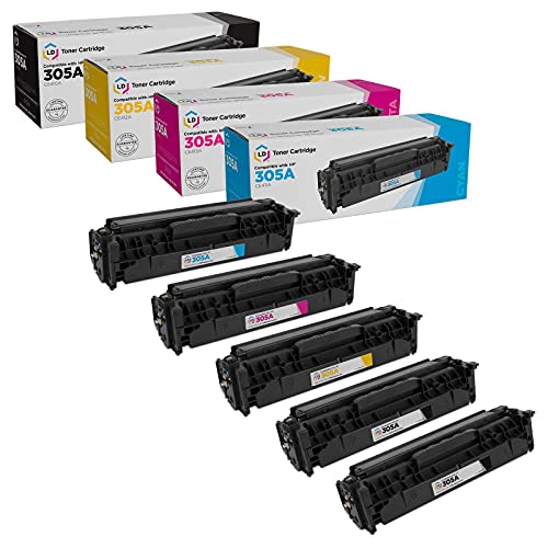 【中古】【未使用・未開封品】LD Products 再生トナーカートリッジ HP 305A用 (2 ブラック、1 シアン、1 マゼンタ、1 イエロー、5 パック) HP305A HP Laserjet & Laserjet Pro