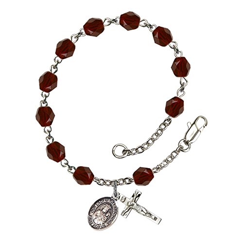 【中古】【未使用・未開封品】Our Lady of Czestochowaシルバープレートロザリオブレスレット6?mmファイアポリッシュビーズ???Every誕生月カラー シルバー