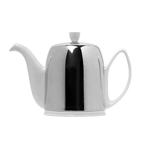 【中古】【未当てはめる・未開封品】(pour 6 Tasses, White) - Guy Degrenne 211989 Tea Pot with 6 Cups Stainless Steel/White Porcelain 22.5 x 22.5 x 21.7 コマーシャル