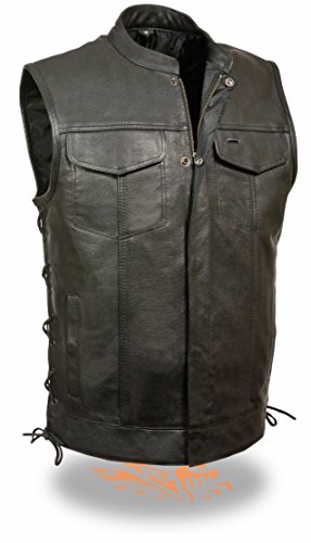 【中古】【未当て嵌める・未開封品】Milwaukee Leather メンズ 姿勢スピード競技 隙間/ジップフロント なめし革 野球クラブ表現スタイル 限りない (黒いこと、7X)