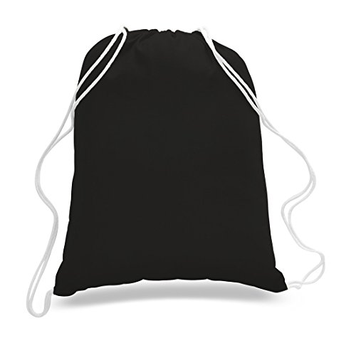 【中古】【未使用・未開封品】(Black) - (12 Pack) 1 Dozen- Durable Cotton Drawstring Tote Bags (Black)|AJIMURA-SHOP