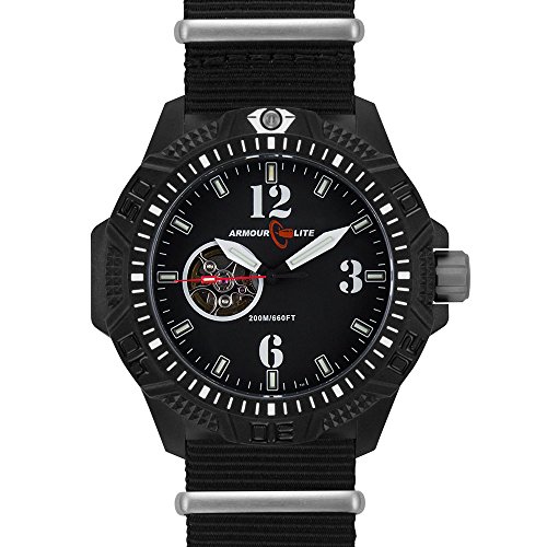 【中古】【未使用・未開封品】Armourlite Caliber Series Automatic Watchブラックダイヤルナイロンバンドal1203
