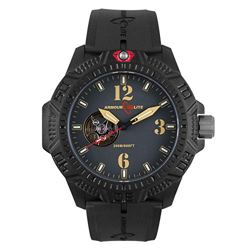 【中古】【未使用・未開封品】Armourlite Caliber Series Automatic Watch???ブラックラバーバンドal1211