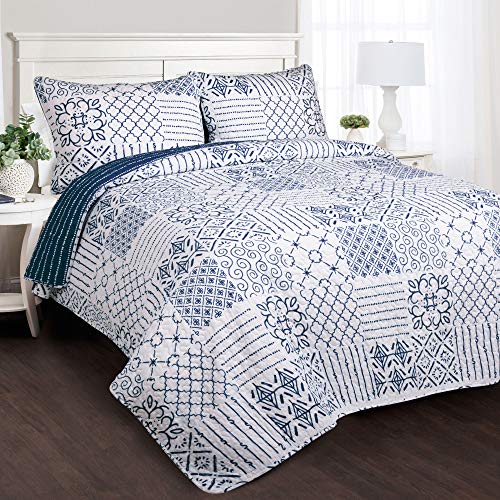 【中古】【未使用・未開封品】Lush Decor Monique 3-Piece Quilt Set, Full/Queen, Blue by Lush Decor