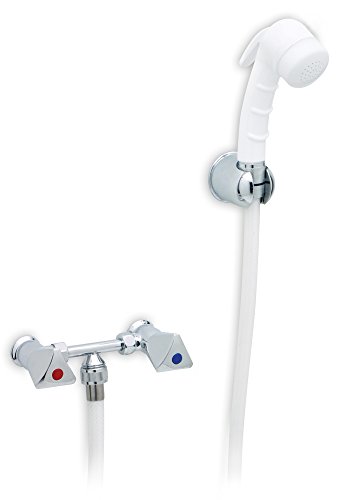 【中古】【未使用・未開封品】Ambassador Marine Trinidad- 2H External Shower Mixer (Small White Sprayer - No Hook, 1.8m White Rubber Hose), Chrome/White