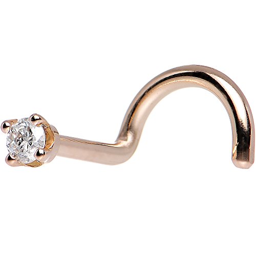 【中古】【未使用・未開封品】Body Candy 14Kローズゴールド2mm (0.030カラット) 純正ダイヤモンド左鼻スタッドスクリュー 18ゲージ 1/4インチ|AJIMURA-SHOP