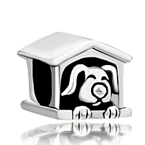 【中古】【未当て嵌める・未開封品】Charmsstory Lucky House Dog Paw毛の荒物シルバーメッキチャームビーズの腕輪