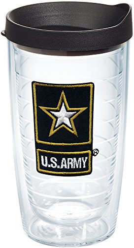 【中古】【未当て嵌める・未開封品】Tervis 1062039亜米利加正規陸軍ゴールドスターロゴ断熱タンプラーwith Emblem and黒いこと蓋、16薬局衡オンス、せつ然たる