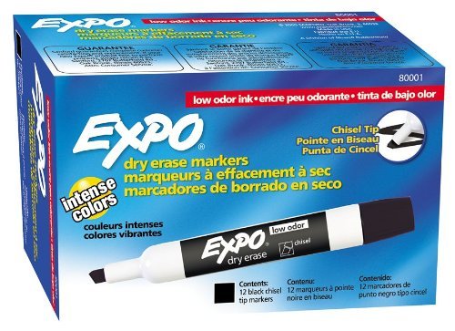 【中古】【未当て嵌める・未開封品】Expo Low Odor Chisel Tip Dry Erase markers-black-12?CT、2?PK