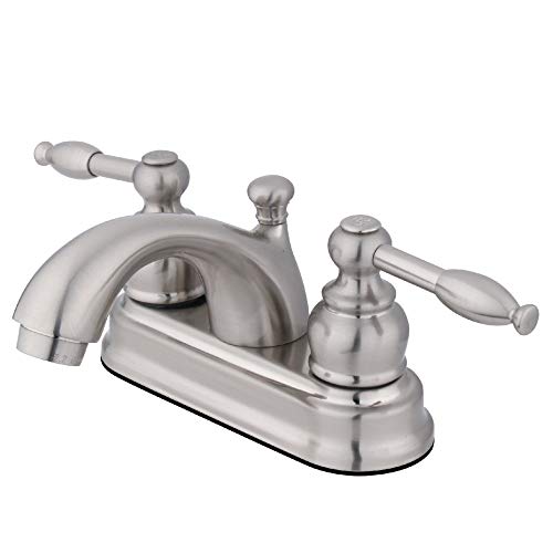 【中古】【未当てはめる・未開封品】Kingston Brass FB2608KL 4 インチ. Knight Centerset Lavatory Faucet \u0026 Metal Lever Handle Satin Nickel