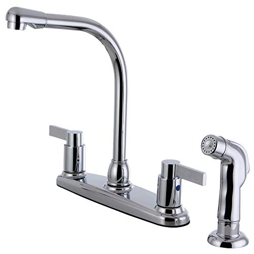 【中古】【未当て嵌める・未開封品】Kingston Brass FB2751NDLSP 8 インチ. NuvoFusion Centerset Kitchen Faucet \u0026 Metal Lever Handle Polished Chrome