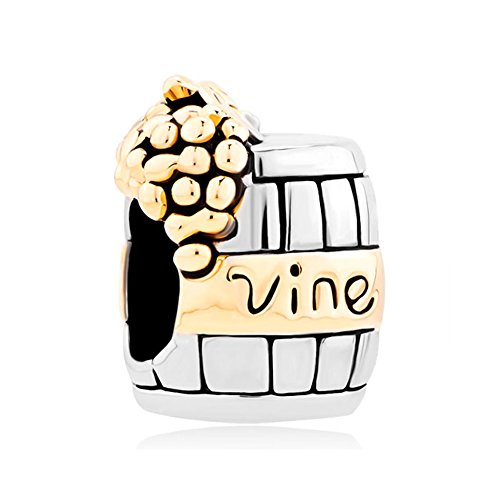 【中古】【未使用・未開封品】LoveワインCask Decorated with a bunch of grapeチャームSale安いジュエリービーズパンドラブレスレットに