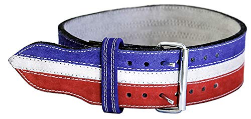 【中古】【未当て嵌める・未開封品】(XXX Large) - Ader Leather Power Weight Lifting Belt- 10糎 Red/ White/ Blue