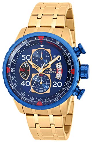 【中古】【未使用・未開封品】[インビクタ] 腕時計 Aviator 石英 48mm ケース ゴールド ステンレス鋼ストラップ 青ダイヤル 19173 メンズ [並行輸入品]｜AJIMURA-SHOP